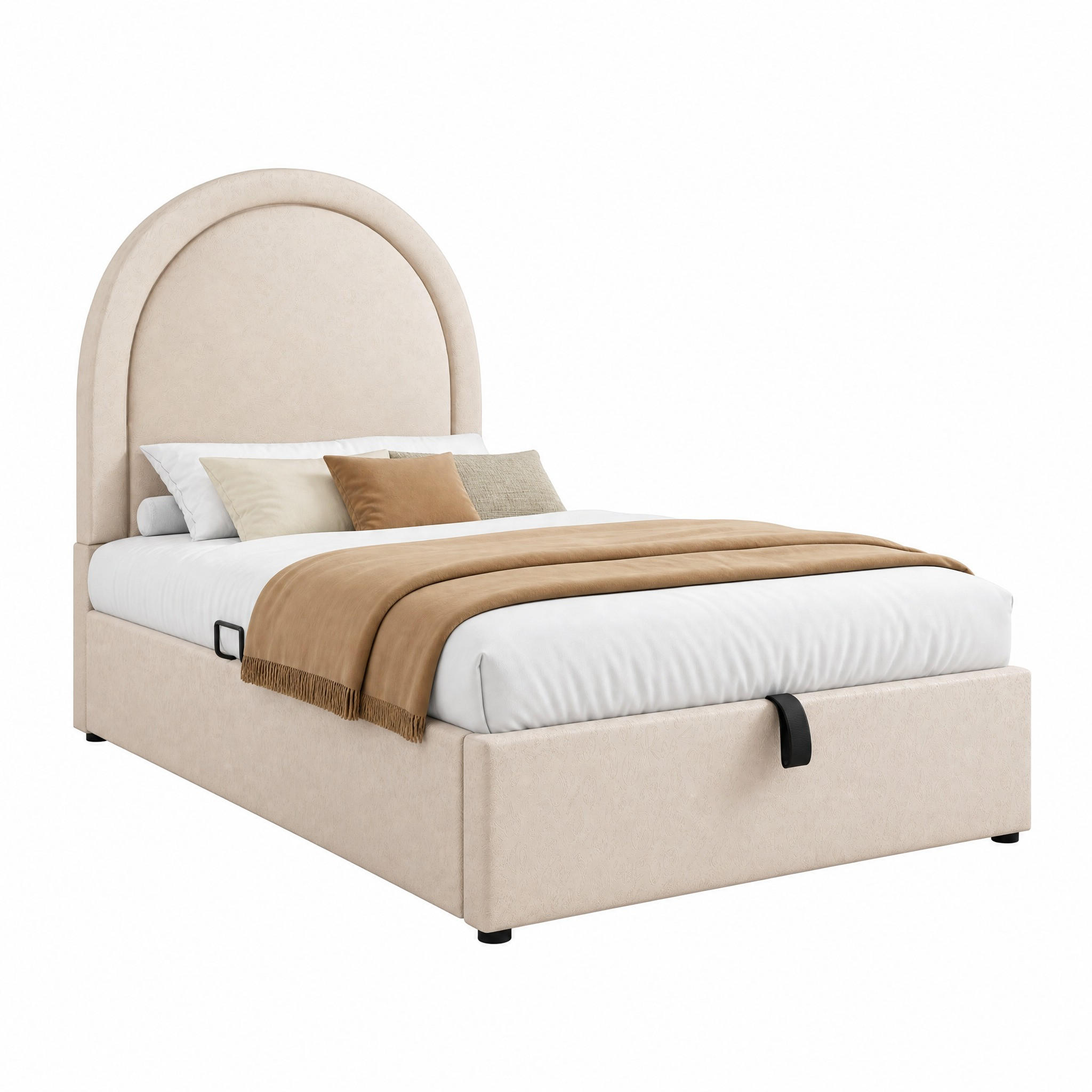 KINDERBETT mit Stauraum 90x200 cm PU Beige inklusive Matratze - Beige, Metall (90/200cm) - Meubliv