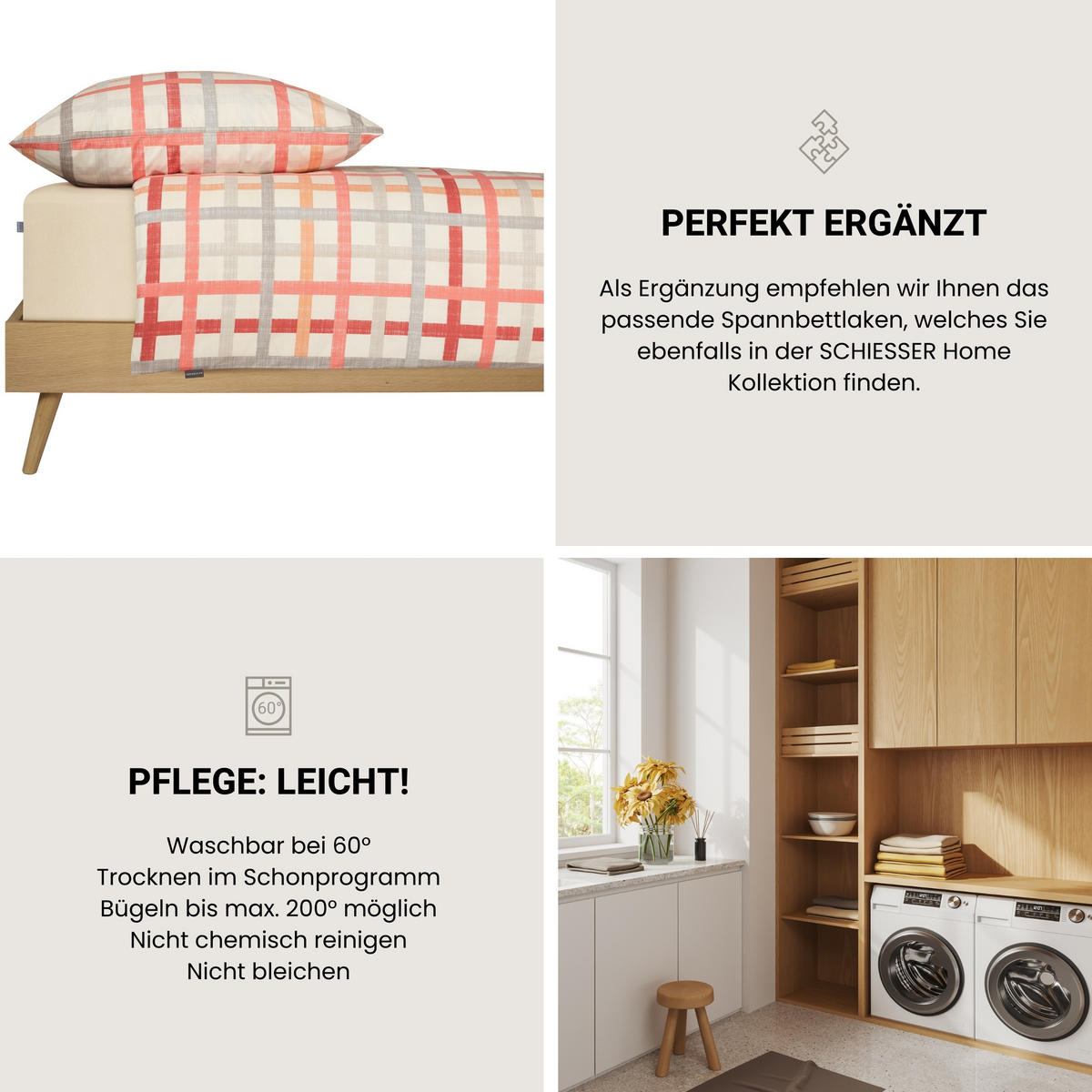 BETTWÄSCHESET Luiza - Renforcé - 2-teilig - 135 x 200 cm - Apricot - Dunkelrosa, Textil (135/200cm) - SCHIESSER