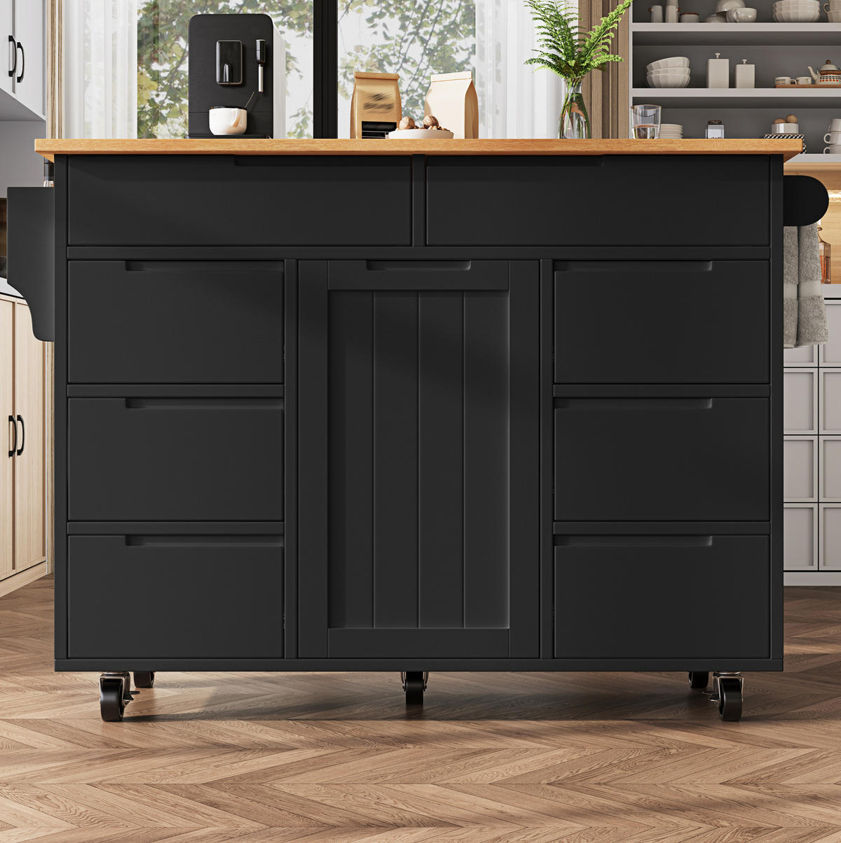 KÜCHENINSEL mit Klapptisch 122 x 74,5 x 91,5 cm Schwarz - Schwarz, Holz (74.5/91.5/122cm) - Beauniv
