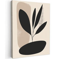LEINWANDBILD Pflanze - Beige - Japanisch 60x80 cm - Schwarz, Textil (60/80cm) - MuchoWow
