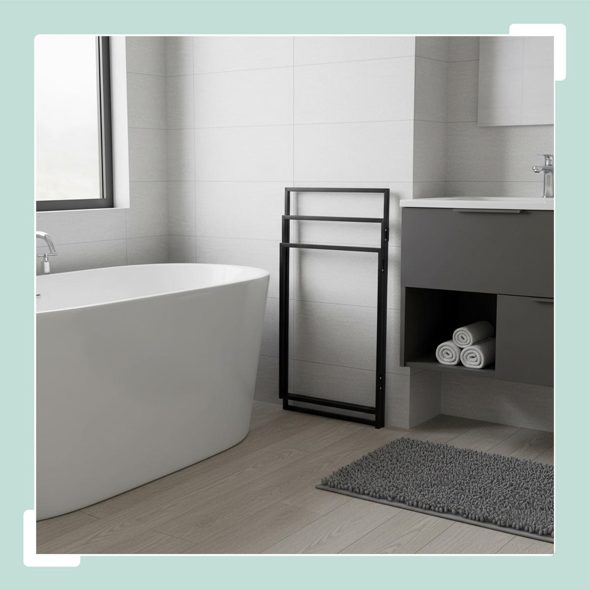 HANDTUCHHALTER - Schwarz, Metall (44/80/4.5cm) - Relaxdays