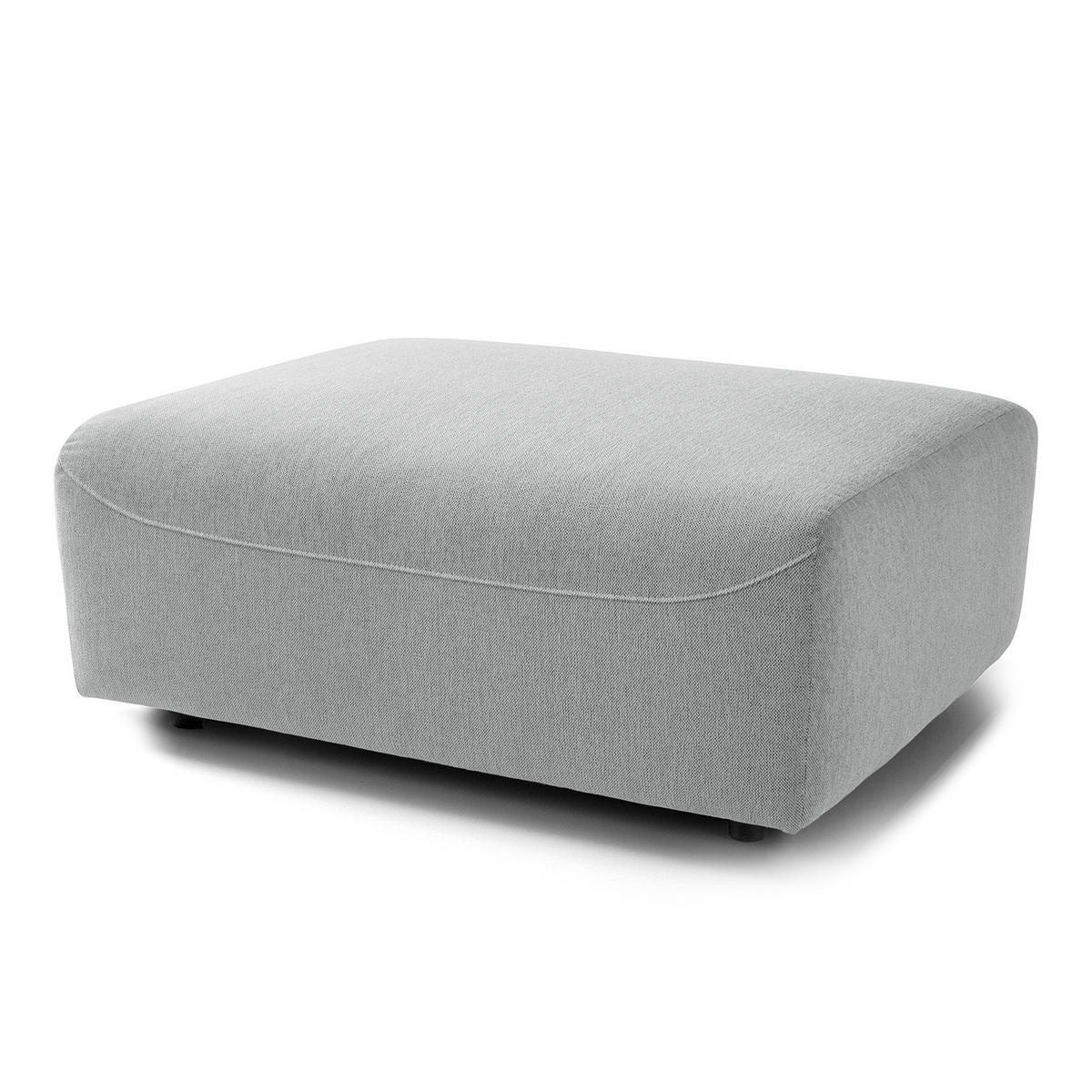 POLSTERHOCKER - Webstoff - Hellgrau/Schwarz, Kunststoff/Textil (100/43/80cm) - home24