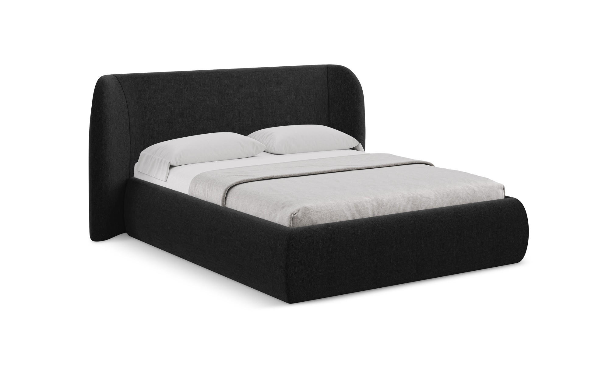 POLSTERBETT mit Bettkasten und Lattenrost 210x215 Schwarz - Schwarz, Kunststoff/Textil (160/200cm) - Makamii