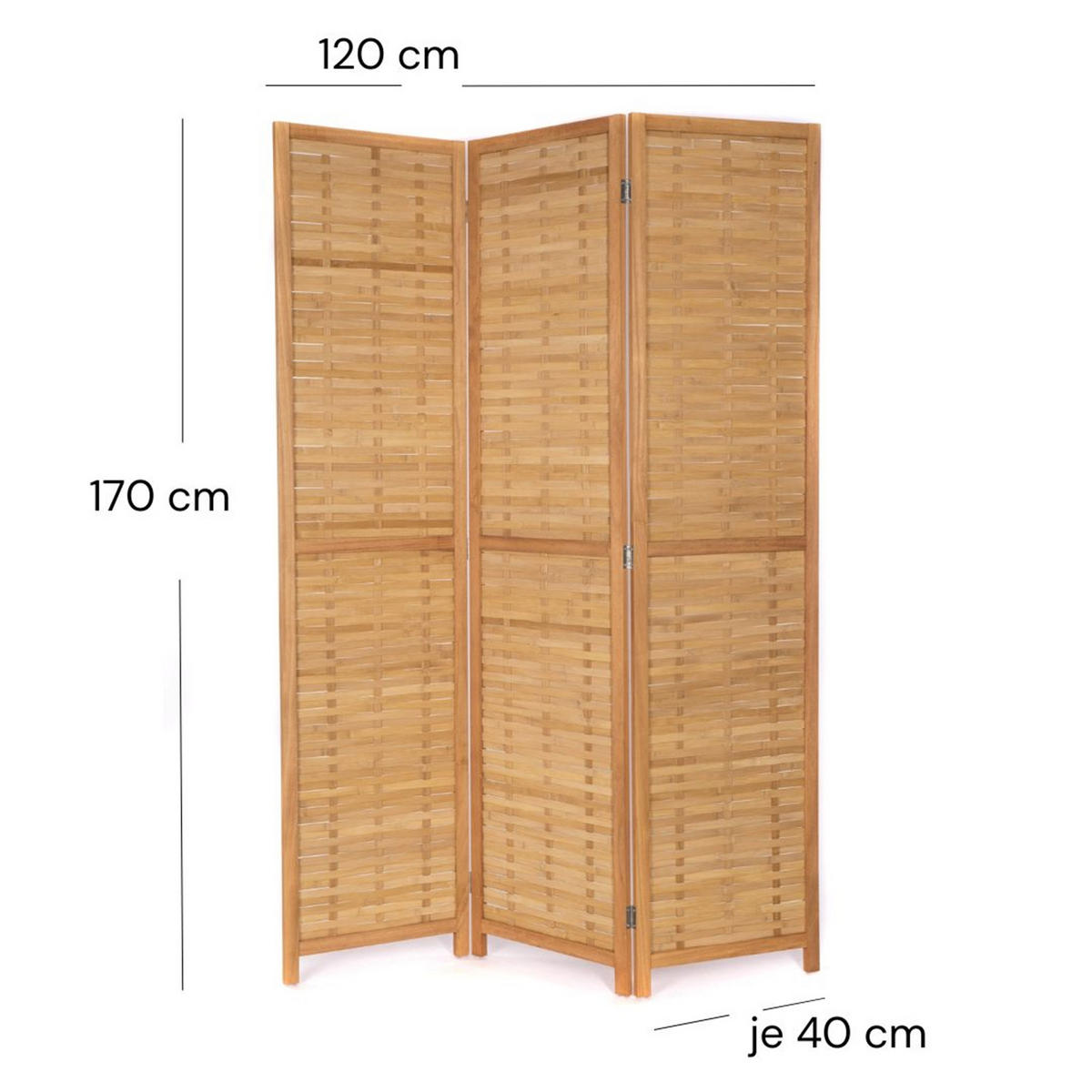 RAUMTEILER Maya 3-tlg. Bambus - Naturfarben, Holz (120/170/2cm) - CREEDWOOD