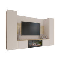 WOHNWAND Deromi V mit Kamin - Beige, Holzwerkstoff (260/150/38cm) - MIRJAN24