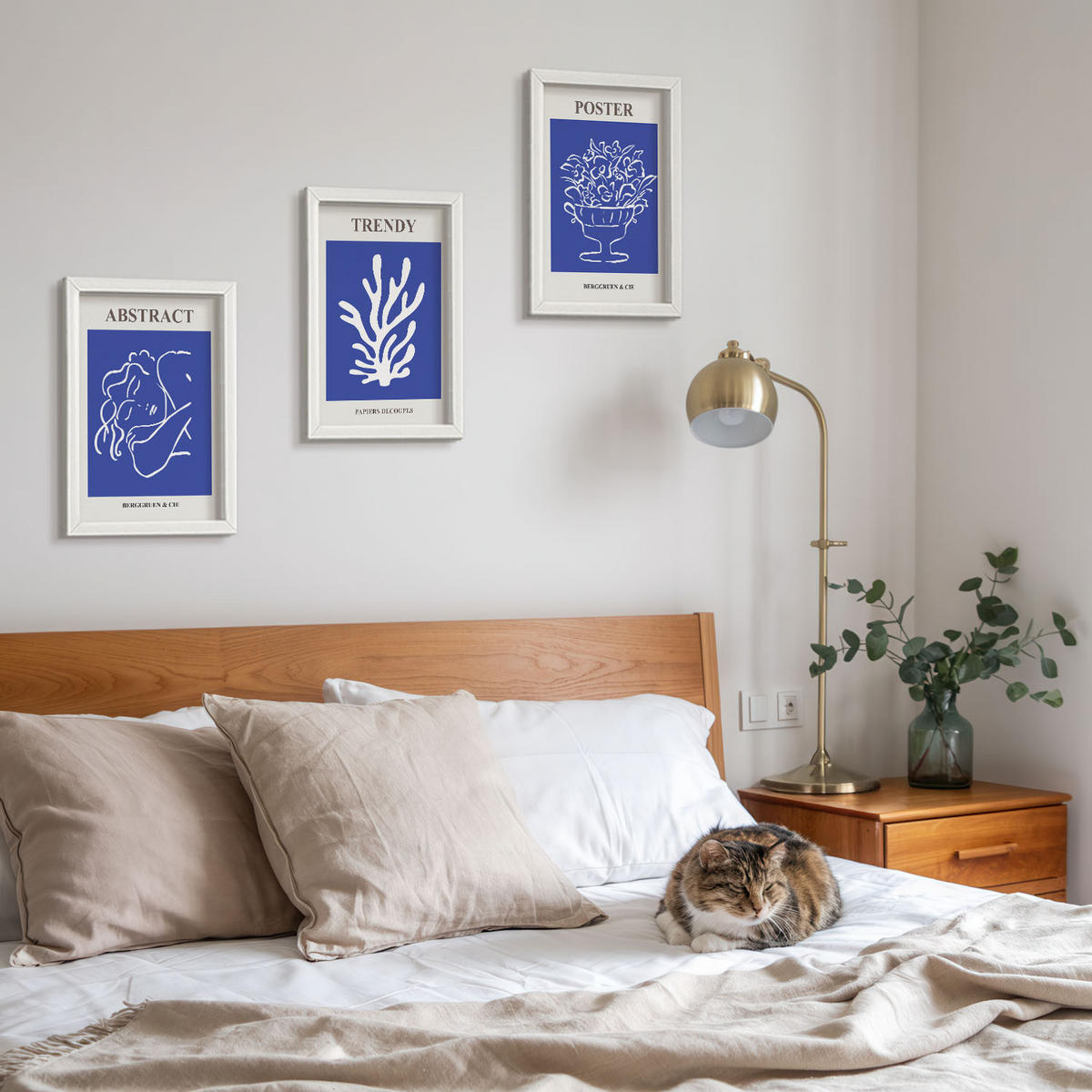 BILDER SET 3er Set - 20x30 cm Weißer Rahmen - Stilvolle blaue Poster - Weiß, Kunststoff (20/30cm) - TULUP