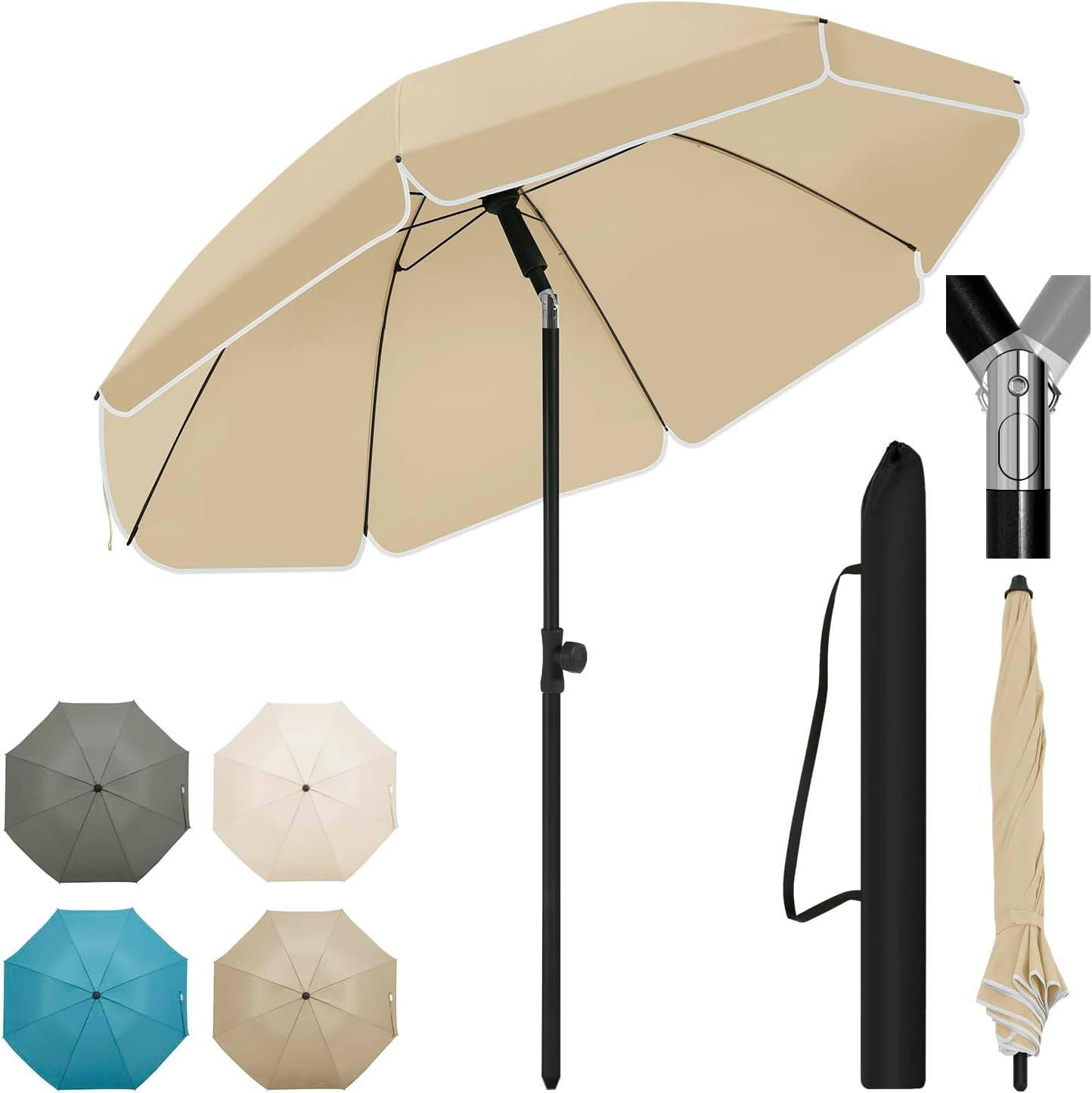 SONNENSCHIRM, Balkonschirm Strandschirm UV-beständig wasserdicht - Taupe, Metall (155/155cm) - Woltu