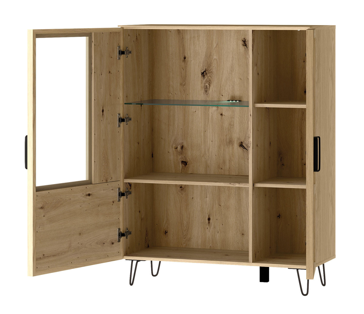 STANDVITRINE Limbo Eiche Artisan 95 / 42 / 124cm - Eiche Artisan/Braun, Holz/Metall (95/124/42cm) - Feldmann-Wohnen