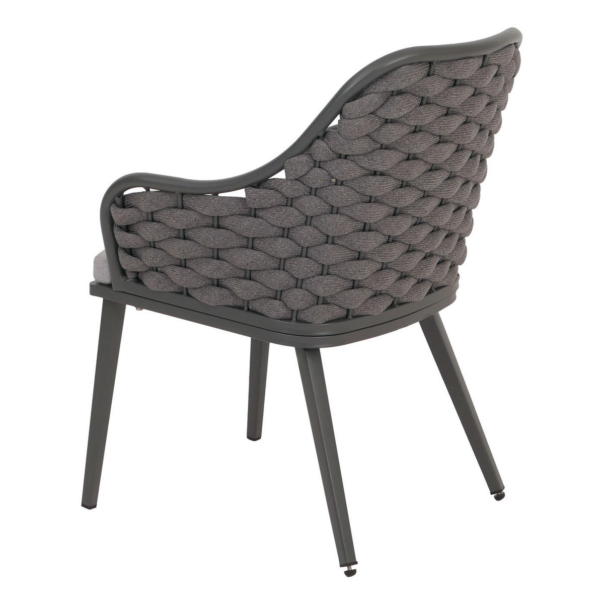 GARTENSTUHL 2er-Set aus Aluminium HxBxT 84x59x63cm Sitzhöhe 46cm Olefin (200 g/m²) Seilgeflecht Rope Anthrazit Kissen Hellgrau - Anthrazit, Metall (59/84/63cm) - PROREGAL