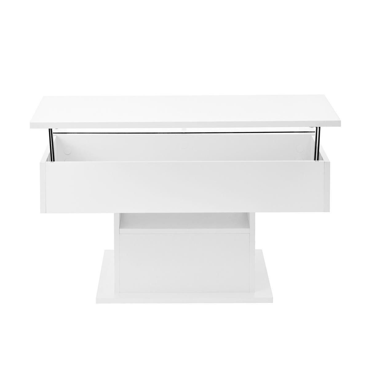 COUCHTISCH DE-061 Lift-Hochglanz Weiß - Weiß, Holzwerkstoff (78/78/45cm) - ComfortXL