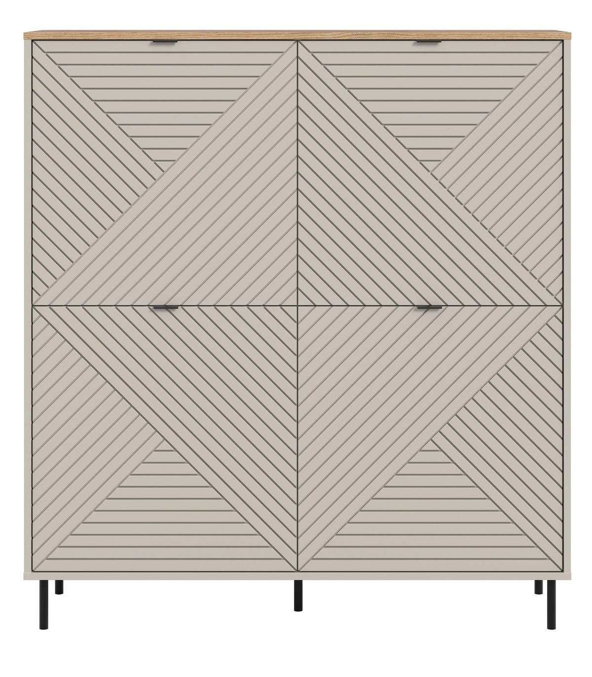 HIGHBOARD Kaschmir, Evoke Eiche 124 x 135 cm, Kommode in modernem Design - Kaschmir/Eichefarben, Holzwerkstoff/Metall (124/135/40cm) - Inn.Furn