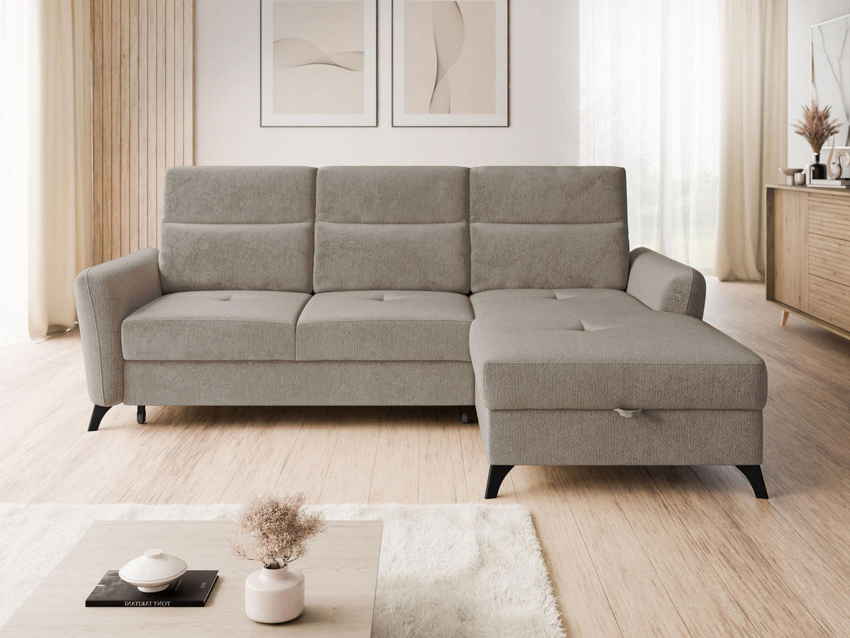 ECKSOFA Talia, Seite: Rechts 2R-LC - Hellbraun/Schwarz, Holz/Kunststoff (238/167cm) - MIRJAN24