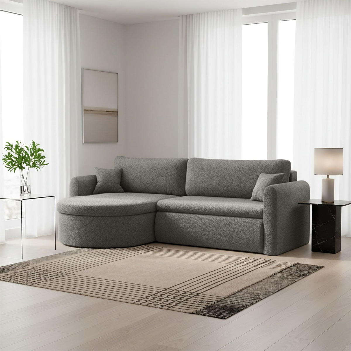 ECKSOFA Feliz In Quelle - Grau, Holzwerkstoff/Textil (160/250cm) - Fun Möbel