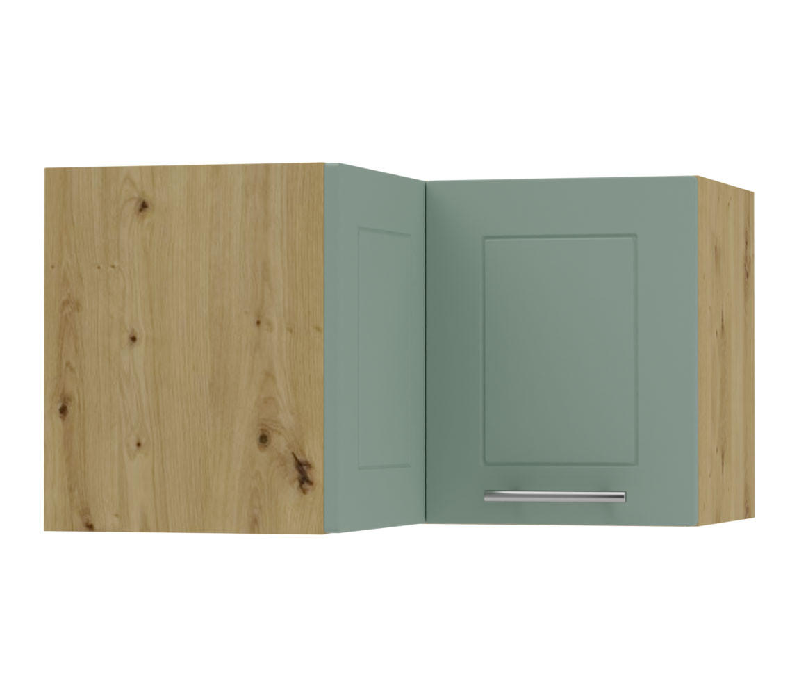 ECKHÄNGESCHRANK Kvantum W12/60/36 Mint Matt / Eiche Artisan Matt 60 / 60 / 36cm - Eiche Artisan/Mintgrün, Holz/Holzwerkstoff (60/36/60cm) - Feldmann-Wohnen