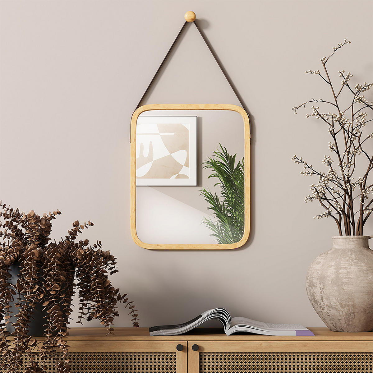 KOUPELNOVÉ ZRCADLO Mirno Bambus - zelená barva, kompozitní dřevo (34/1.5/41.5cm) - Vicco