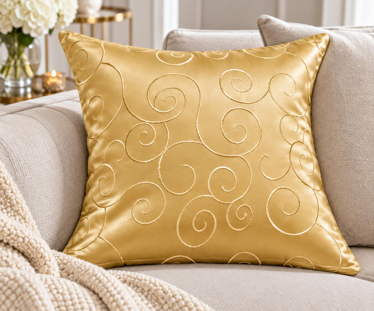 KISSENBEZUG 60/60 cm Gelb Damast Circle - Gelb, Textil (60/60cm) - TiborTex