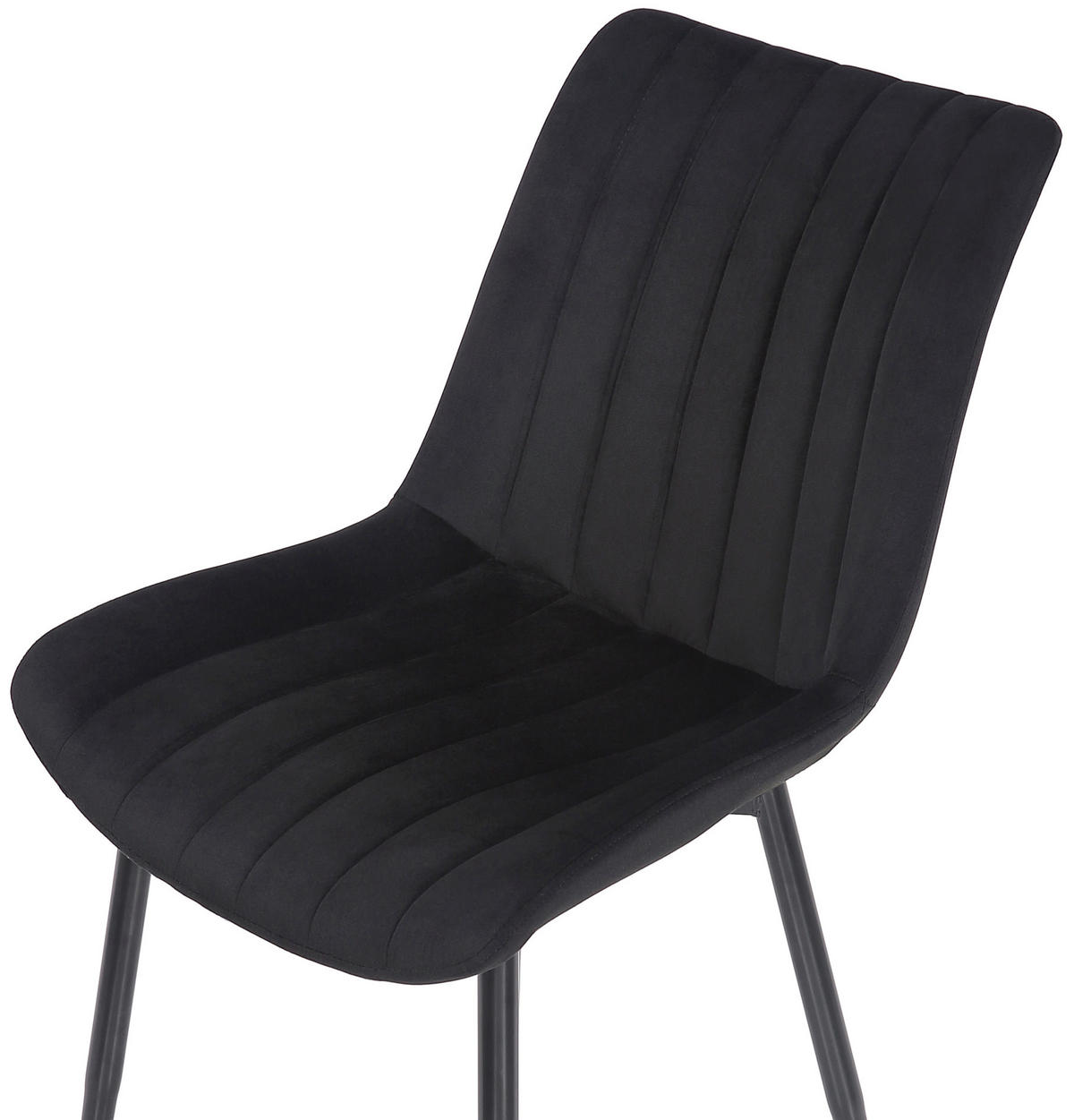 STUHL 2er Set Samt schwarz - Schwarz, Textil/Metall (46/82/61cm) - CLP