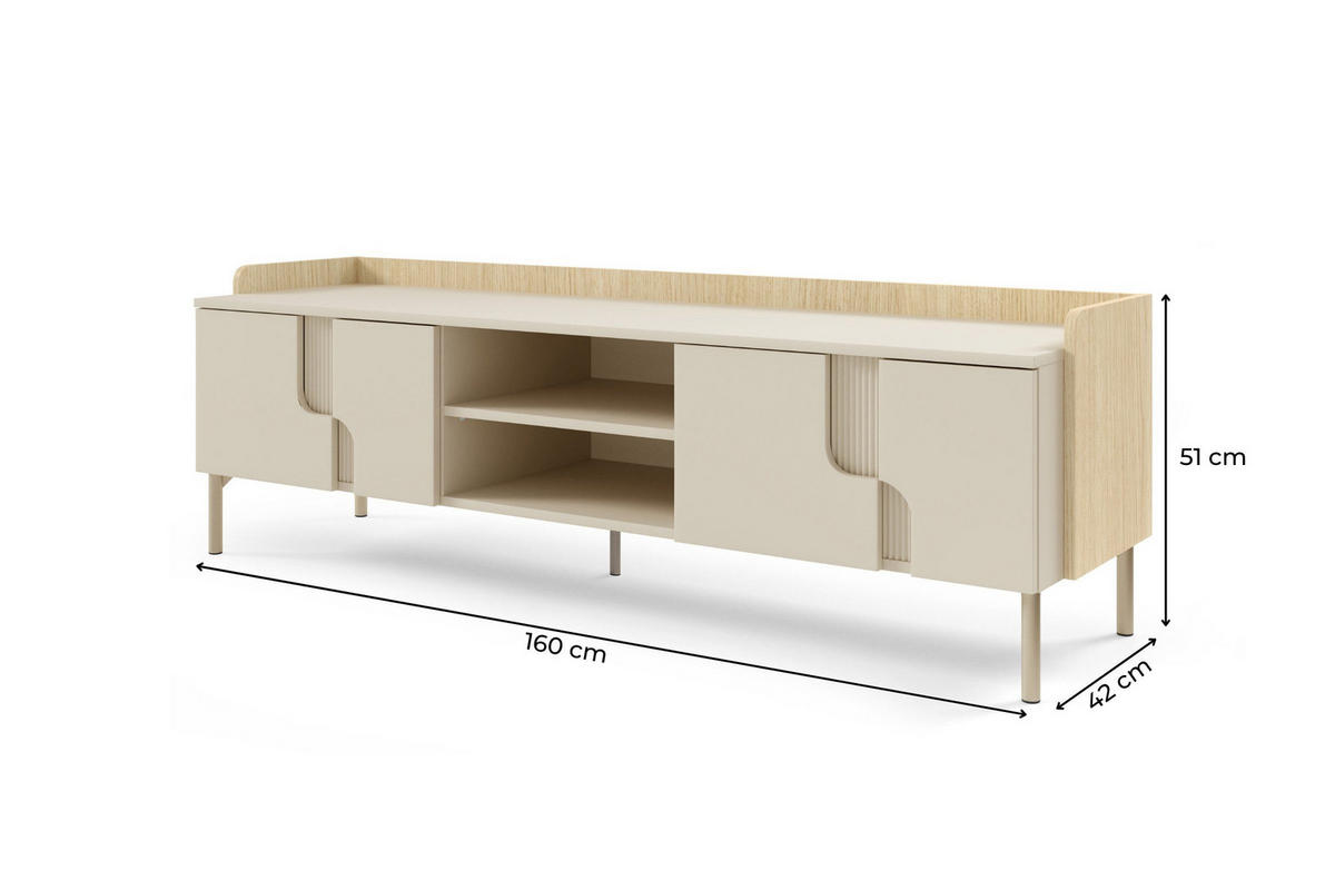 TV-LOWBOARD PAURO 10 160/51/42 cm in Eiche Mavelie / Macadamia - Eichefarben/Beige, Holzwerkstoff (160/51/42cm) - Deine Möbel 24