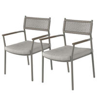 GARTENSTUHL - Aluminium / Polyester - Grau - 2er-Set - Grau, Kunststoff/Textil (58/82/60cm) - home24