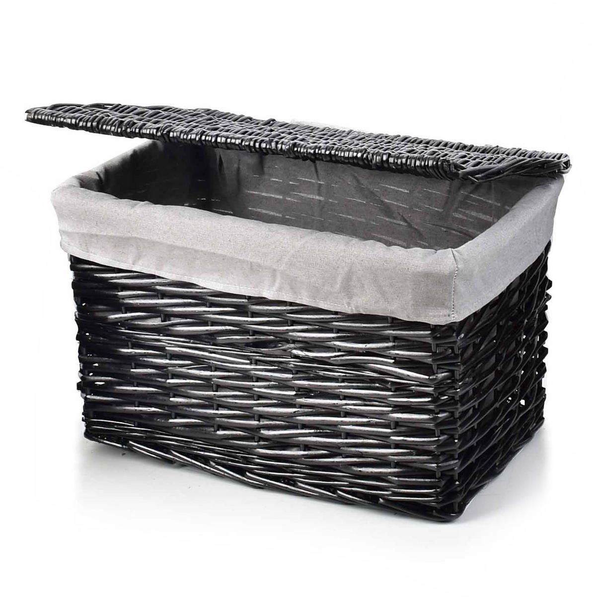 KORB Pino grau 51/32/32 cm Weide - Schwarz, Naturmaterialien (51/32/32cm) - Mondex