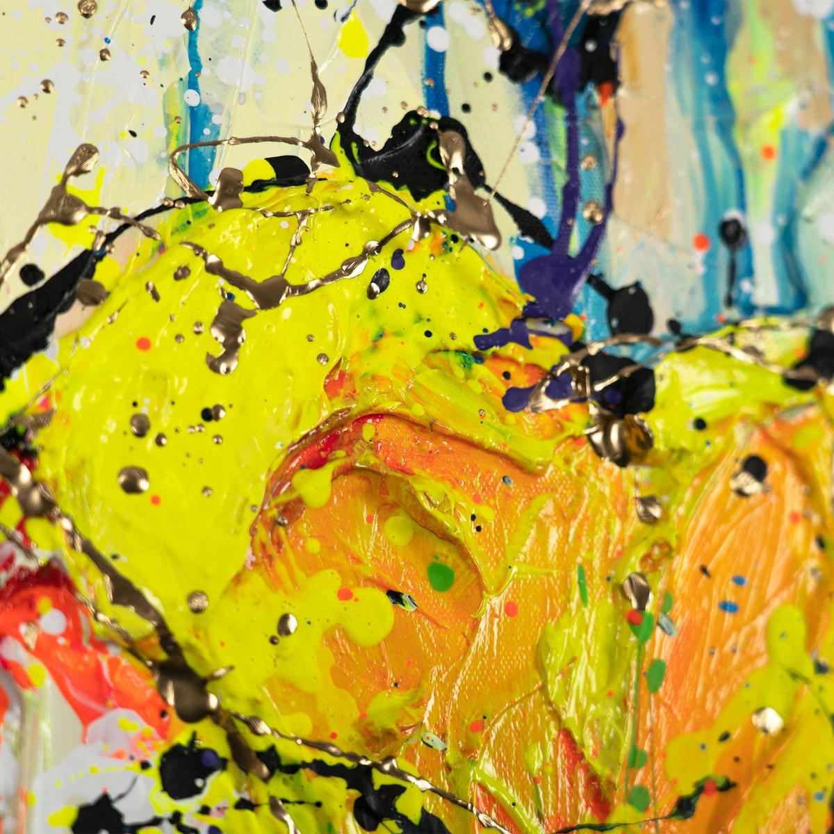 GEMÄLDE Palette der Liebe Schattenfugenrahmen Gold 140x100 cm - Goldfarben, Holz (140/100cm) - YS-art gallery