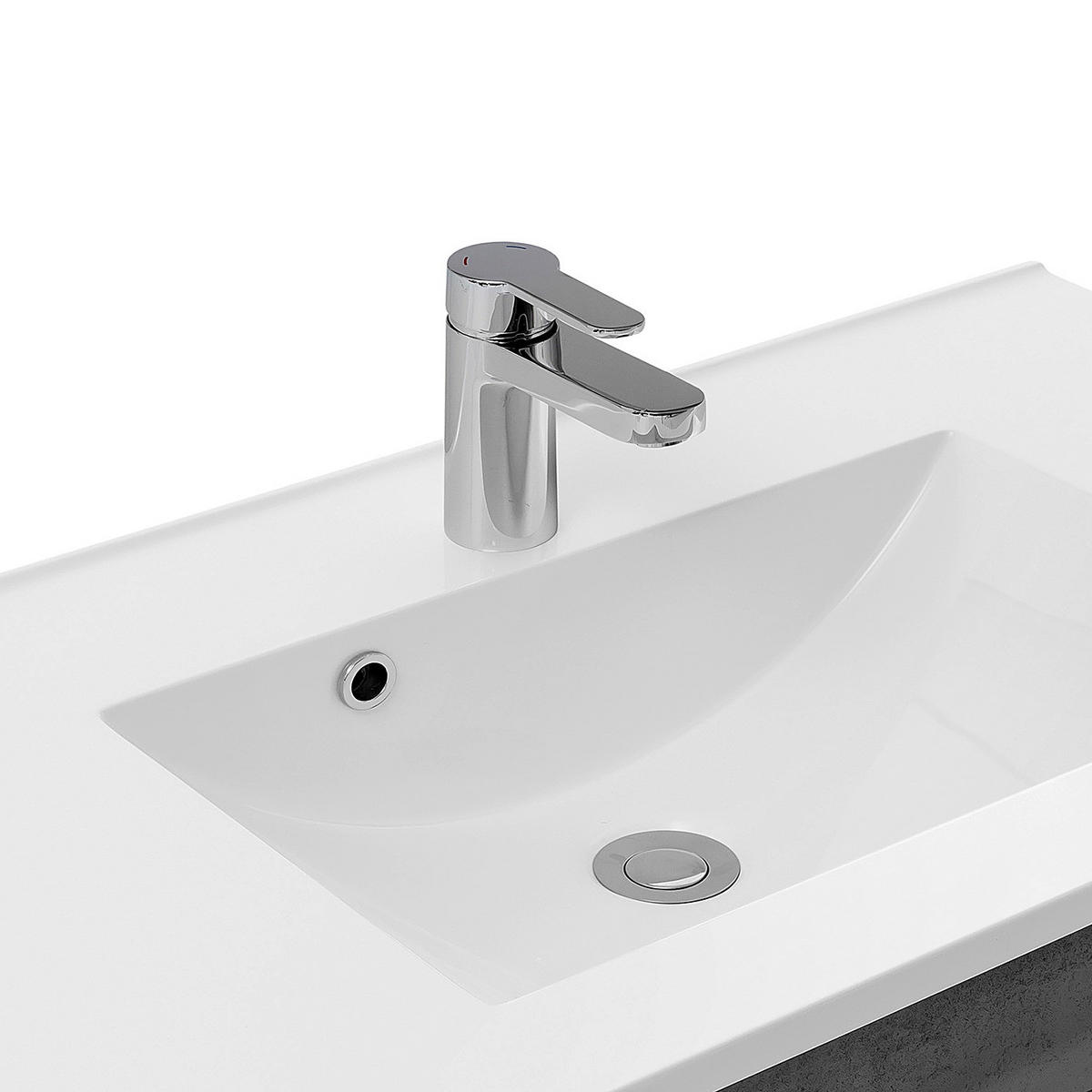 WASCHTISCH - Beton Dunkel Dekor / Graphit - Grau, Keramik/Holzwerkstoff (80/54/48cm) - home24