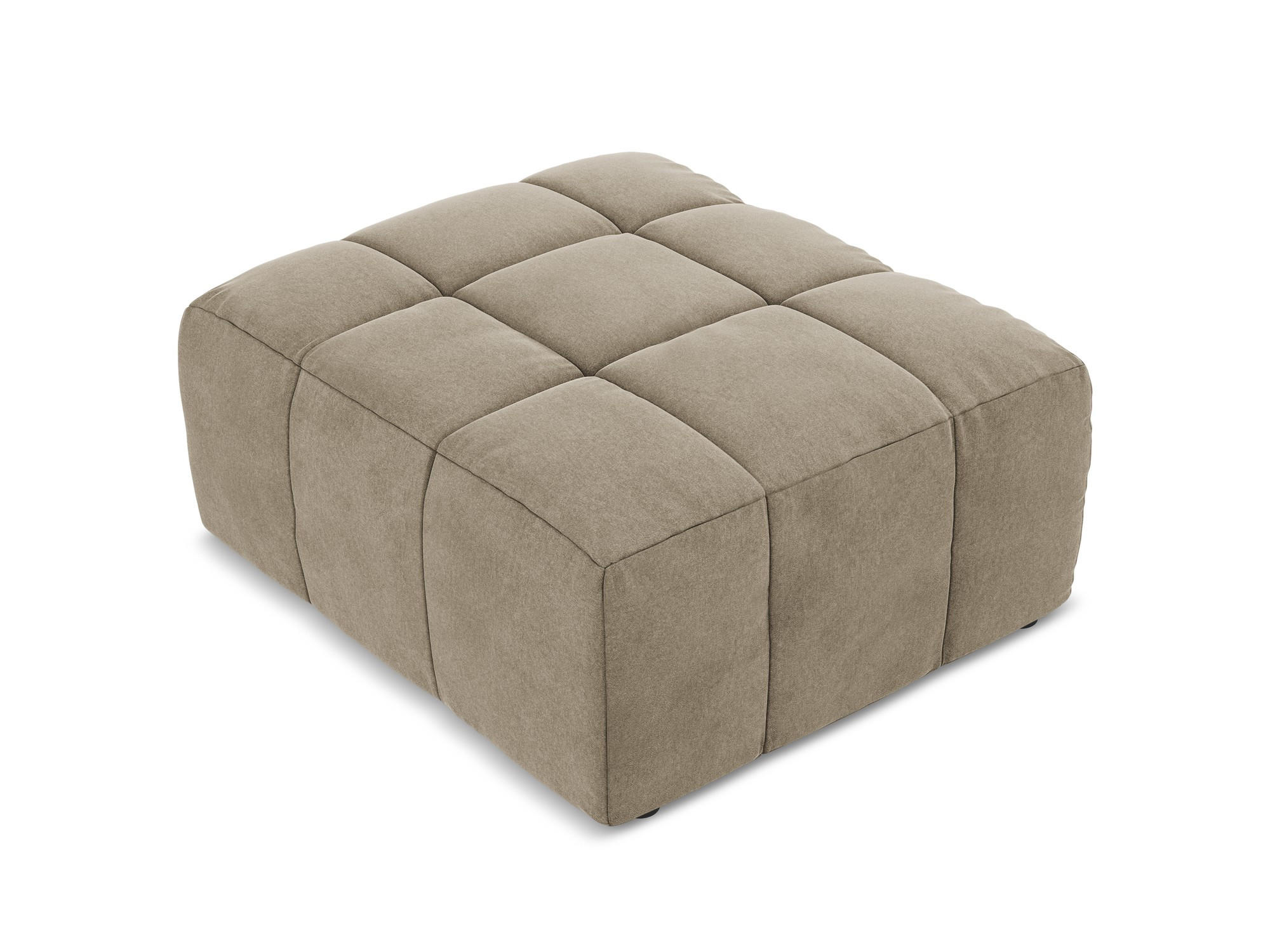 POUF Samt Stoff Beige - Beige/Schwarz, Holzwerkstoff/Kunststoff (75/41/90cm) - Makamii