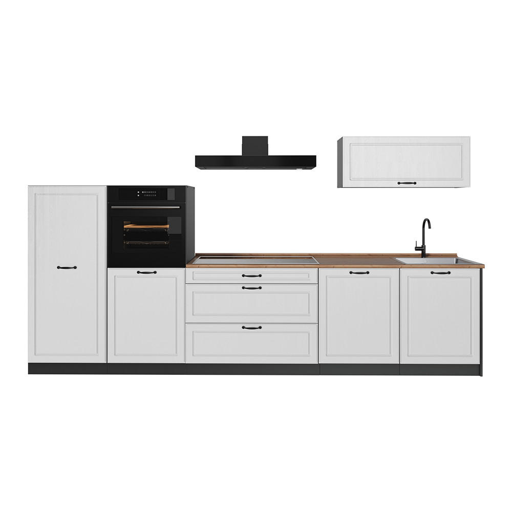 KUCHYNKA R-Line, Biely vidiecky dom/antracitová, 340 cm Goldkraft tammi työtaso - biela/antracitová, kompozitné drevo (340/143/60cm) - Vicco