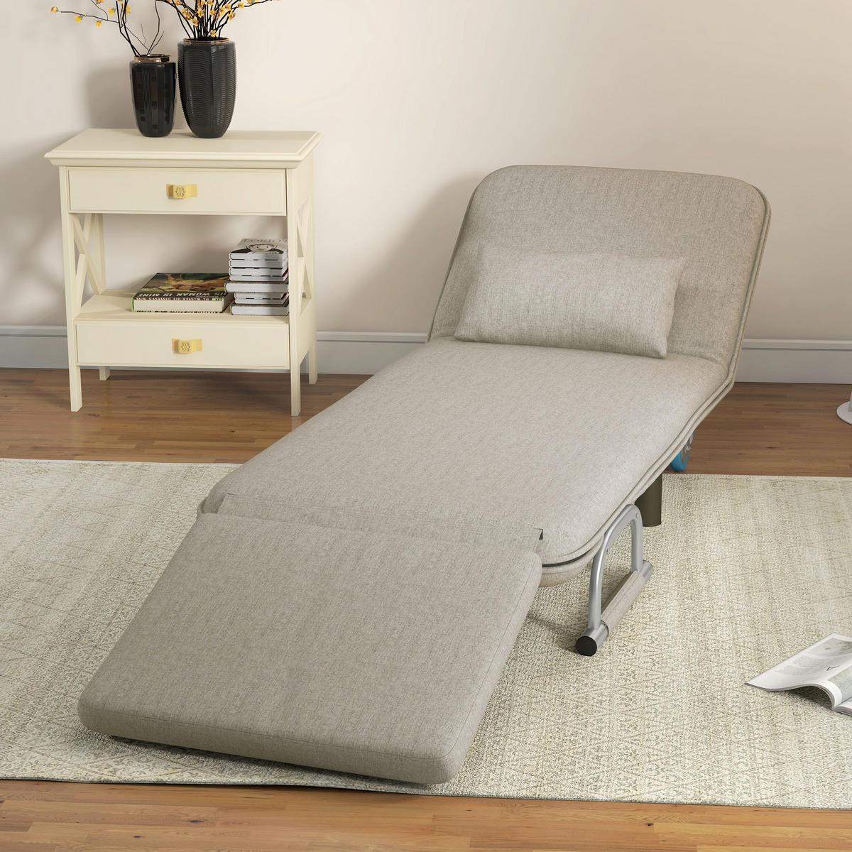 SCHLAFSESSEL, 3 in 1 Klappsessel mit verstellbarer Rückenlehne, Grau - Grau, Metall (72/83/78cm) - HOMCOM