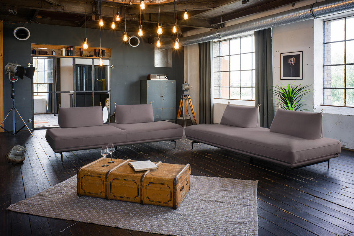 ECKSOFA CANE Violett Webstoff - Violett/Lila, Textil/Metall (310/210cm) - KAWOLA