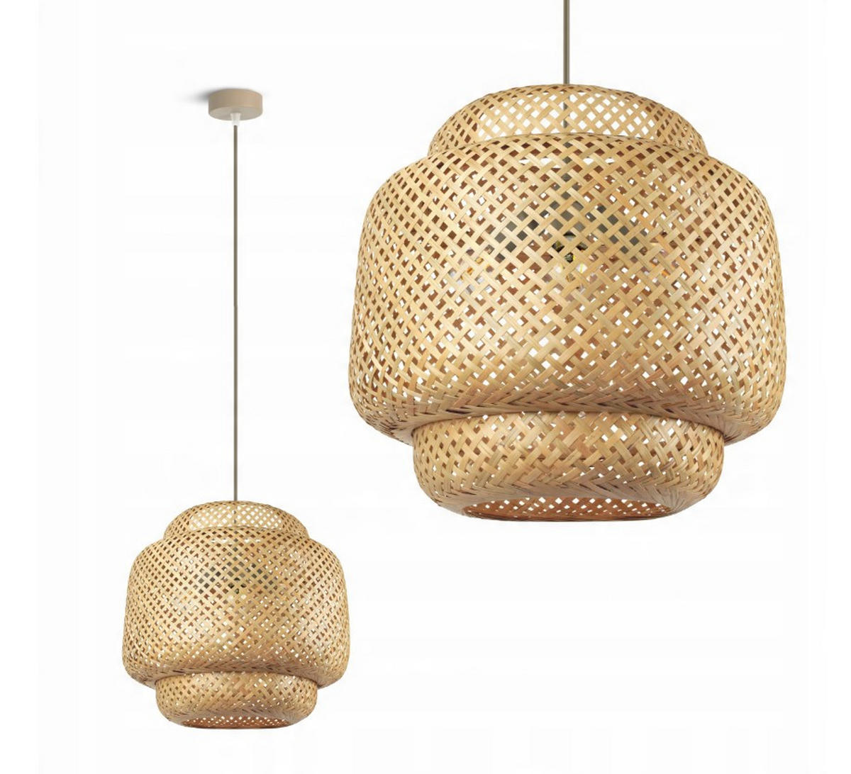 PENDELLEUCHTE BOHO - Beige, Holz/Metall (40/40/175cm) - kiki design