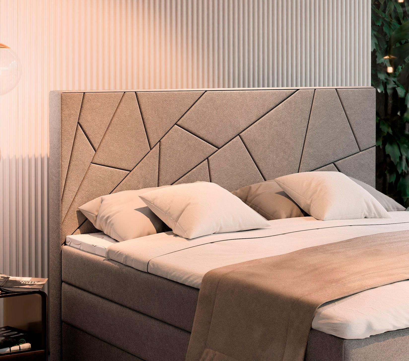 BOXBETT TRANI 140x200 cm mit Matratze und Topper - Schwarz - Schwarz/Weiß, Holz (140/200cm) - MASSENO