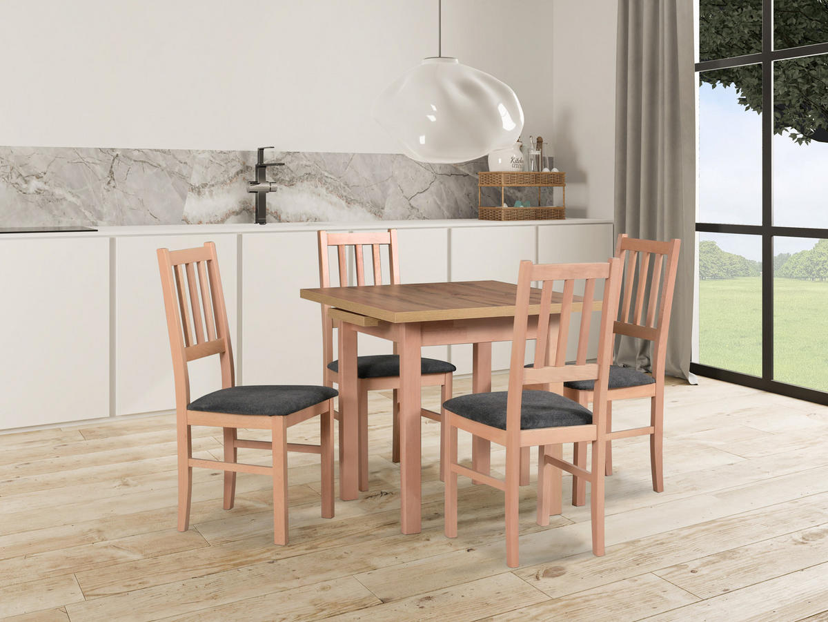 STUHL Bos 4 (2er Set) - Fango/Sonoma Eiche, Holz (43/94/40cm) - Leaf Design