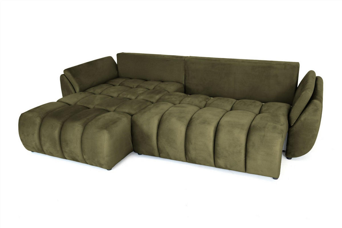 ECKSOFA Collin Mit Schlaffunktion - Grün, Holzwerkstoff/Textil (280/185cm) - Fun Möbel