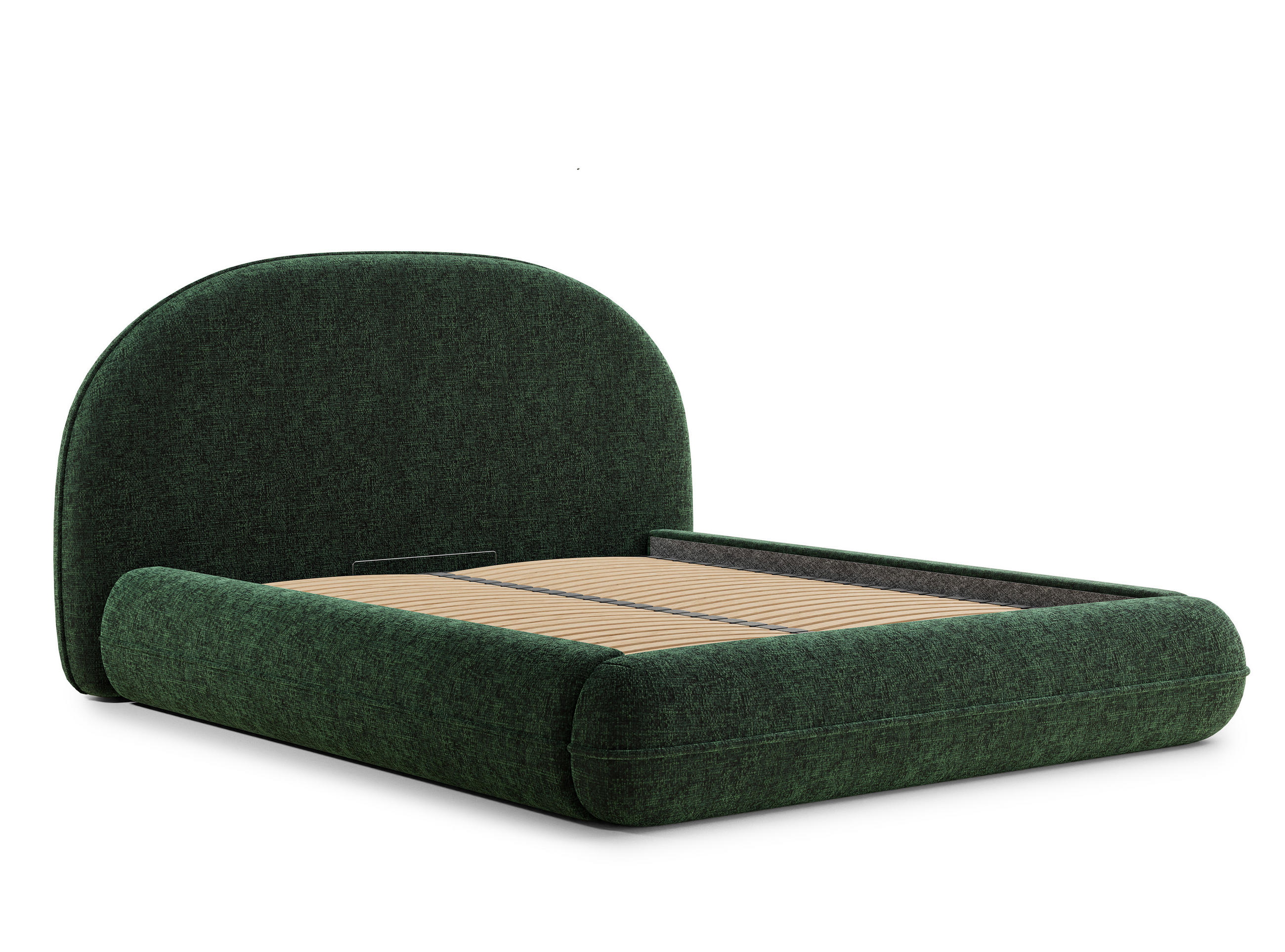 POLSTERBETT Koji Dunkelgrün 180/200 cm im Chenille-Stoff - Dunkelgrün/Schwarz, Holz/Holzwerkstoff (180/200cm) - Maison de Reve