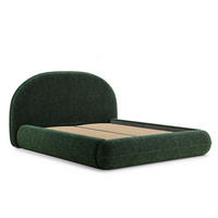 POLSTERBETT Koji Dunkelgrün 180/200 cm im Chenille-Stoff - Dunkelgrün/Schwarz, Holz/Holzwerkstoff (180/200cm) - Maison de Reve