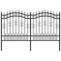 GARTENZAUN mit Speerspitze, 240/125 cm, aus Pulverbeschichteter Stahl, Schwarz - Schwarz, Metall (240/140cm) - vidaXL