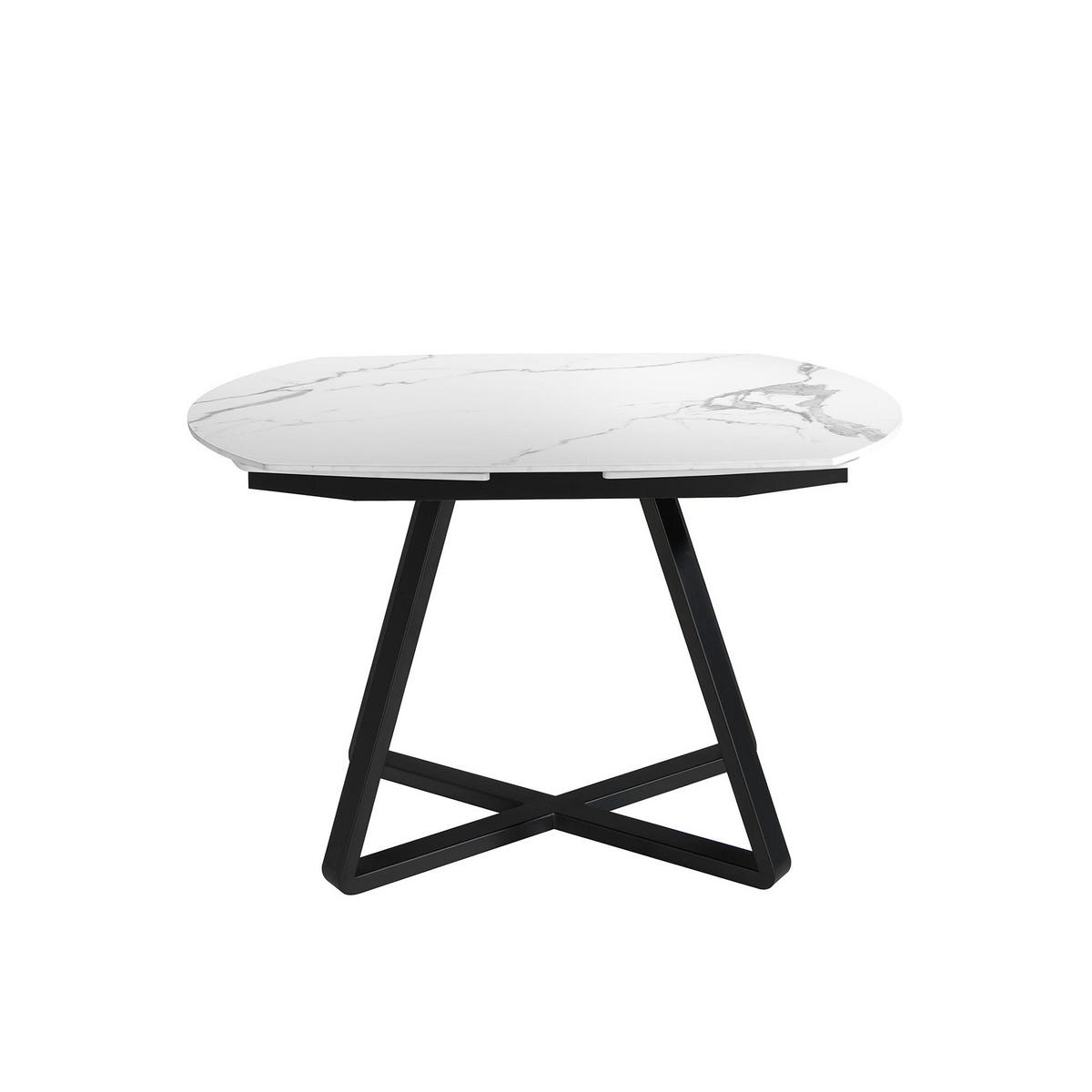 ESSTISCH Schwarz Weiß 120/90/77 cm - Schwarz/Weiß, Stein (90/120/77cm) - ANGEL CERDA