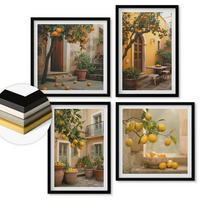 WANDBILDER 4er-Set - 50x50 cm & 40x60 cm Schwarzer Rahmen - Zitrusgarten in der Sonne - Schwarz, Kunststoff (50/50cm) - ArtPrintCave