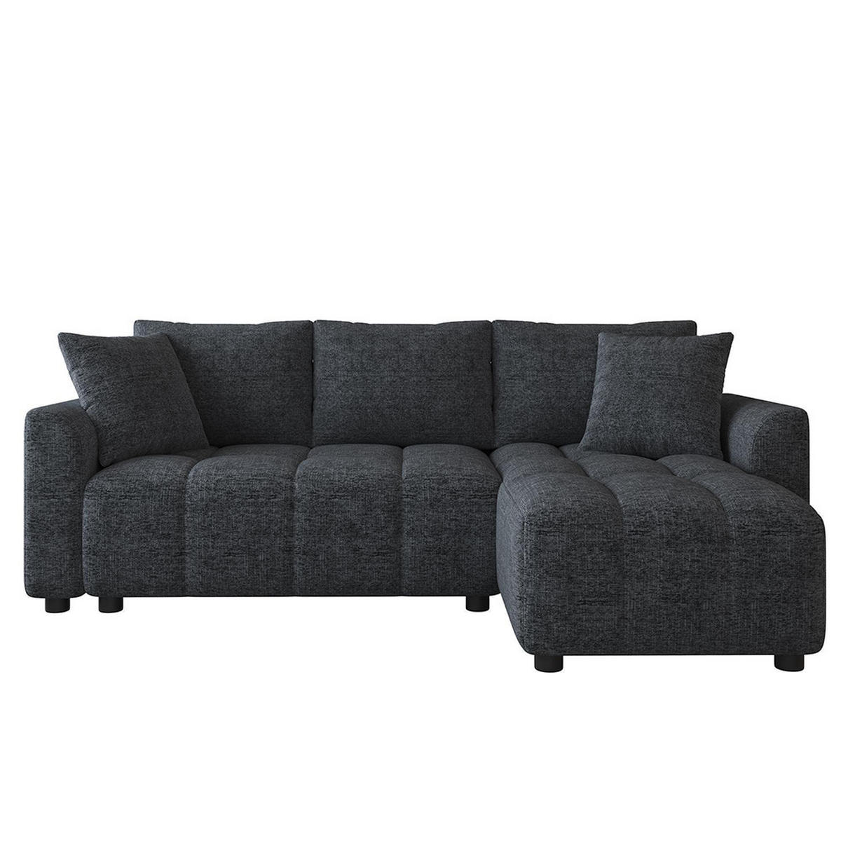 ECKSOFA mit 2 Zierkissen in Grau Chenille Stoff - Grau, Textil (127/204cm) - KOMHTOM
