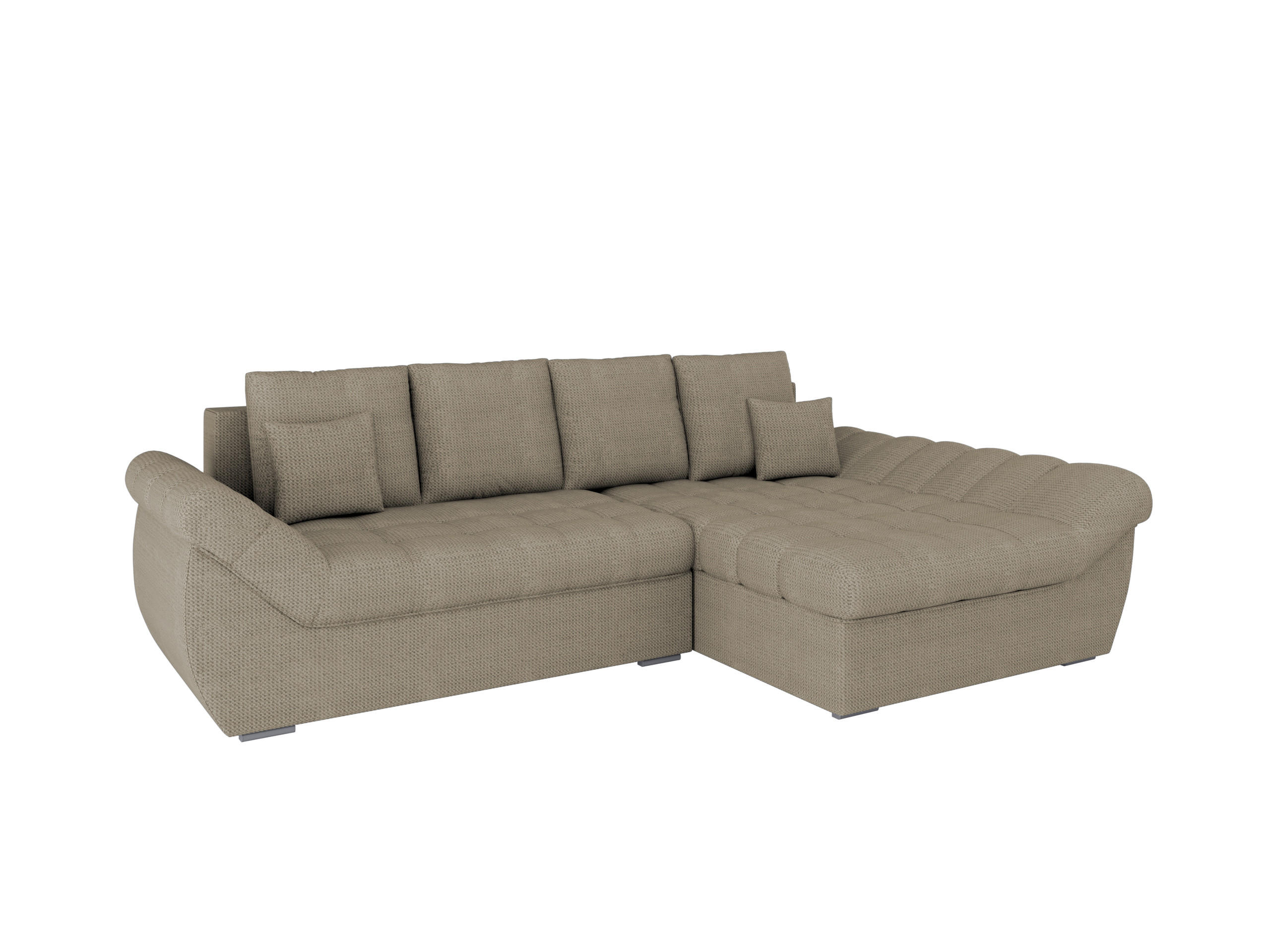 ECKSOFA ZAYA mit Schlaffunktion L-Form, Sofa mit Bettkasten, Wohnzimmersofa, Couch, Soffa, Bettsofa, RECHTS- Elephant - Zinkfarben, Holz (279/175cm) - Homesy