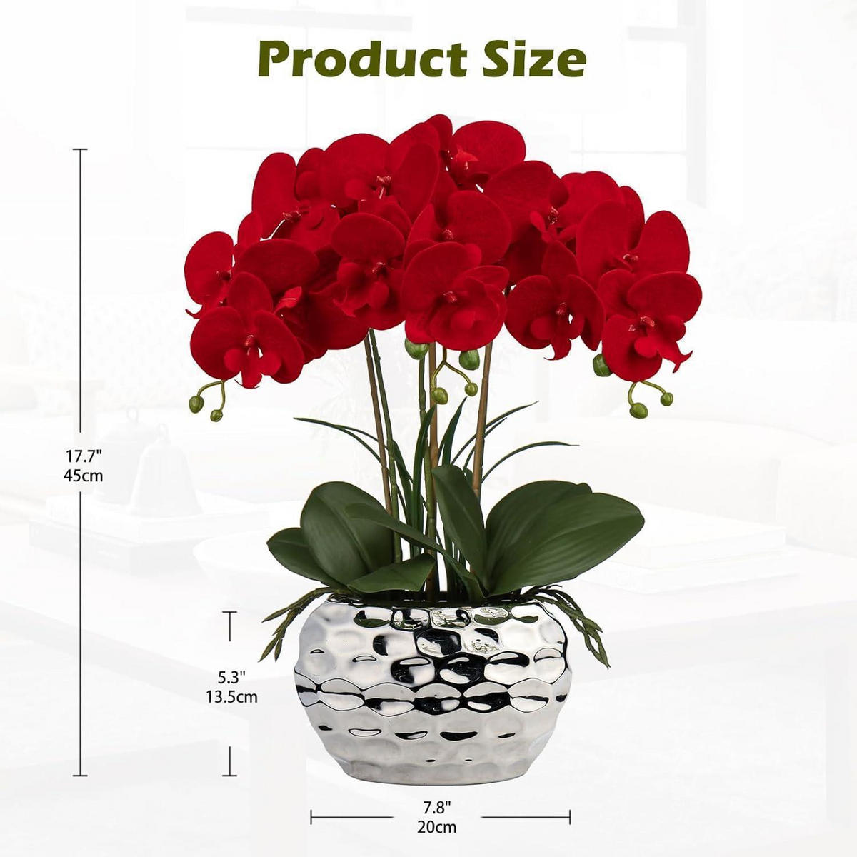 KUNSTORCHIDEE Phalaenopsis 44 cm Rot im Keramiktopf - Rot, Keramik (44cm)