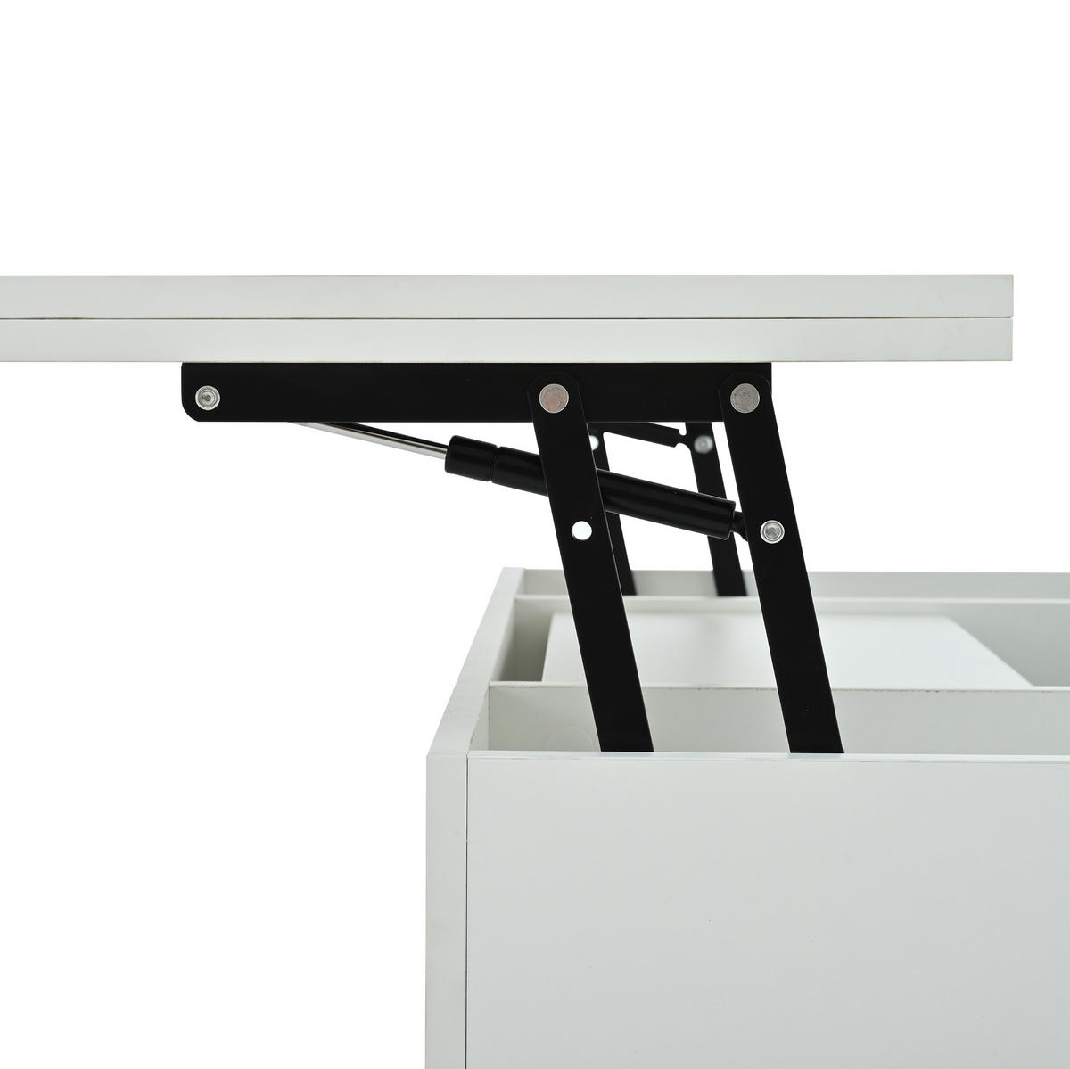 COUCHTISCH 100/50/51,5 cm mit Hubplatte, LED-Beleuchtung, Steckdose und verstecktem Stauraum, Weiß - Weiß, Holzwerkstoff (100/50/51.5cm) - Redom
