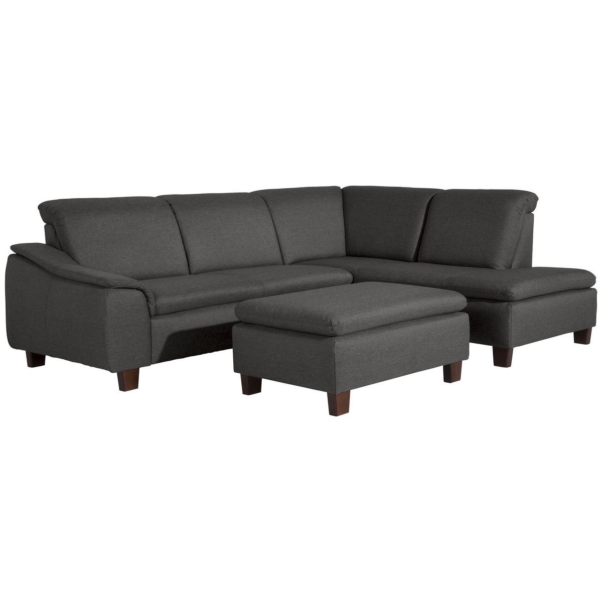 ECKSOFA mit Ottomane rechts Kaylil Flachgewebe anthrazit - Anthrazit, Kunststoff (187/247cm) - 58aufmkessel