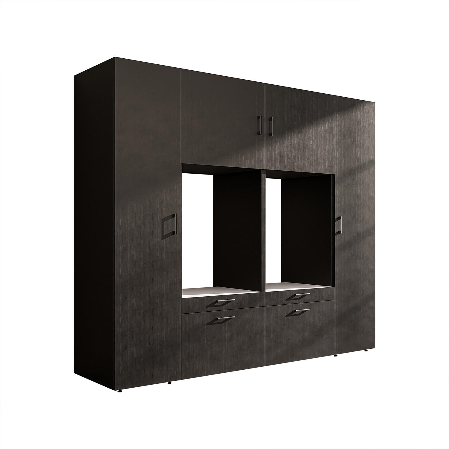 WASCHMASCHINENSCHRANK Serie 2 224cm Breit, 205cm Hoch - Schwarz, Holzwerkstoff (224/205/67cm)