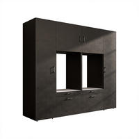 WASCHMASCHINENSCHRANK Serie 2 224cm Breit, 205cm Hoch - Schwarz, Holzwerkstoff (224/205/67cm)