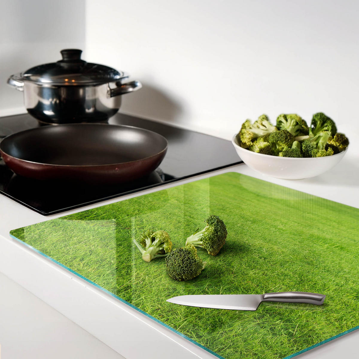 GLASPLATTE 60x52 cm Grünes Gras - Grün, Glas (60/0.4/52cm) - TULUP
