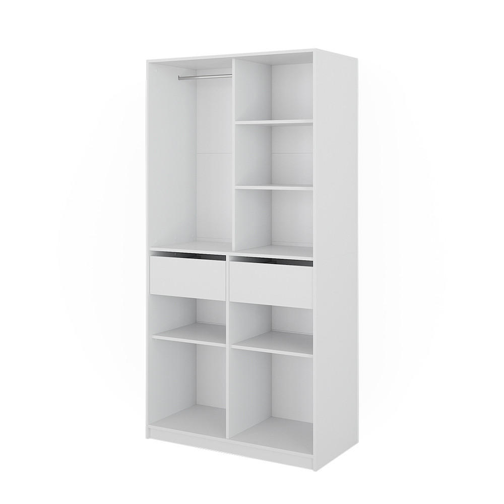 KLEIDERSCHRANK Elmo Weiß 100 x 200 cm mit 2 Schubladen - Weiß, Holzwerkstoff (100/200/50cm) - Vicco