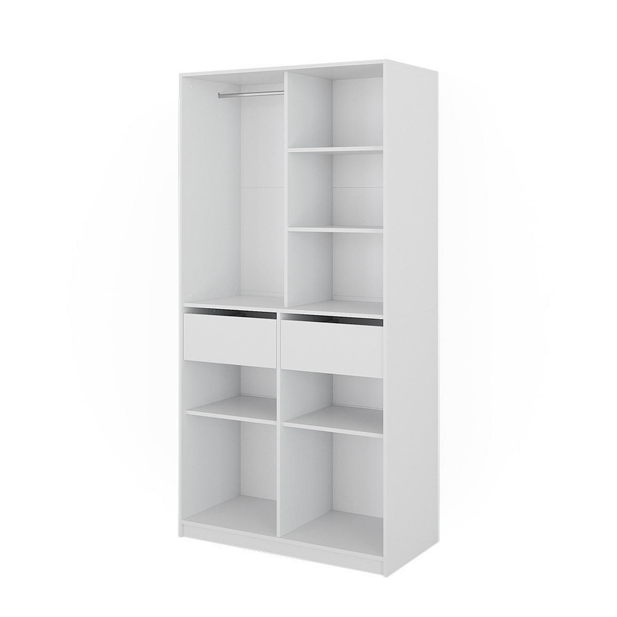KLEIDERSCHRANK Elmo Weiß 100 x 200 cm mit 2 Schubladen - Weiß, Holzwerkstoff (100/200/50cm) - Vicco
