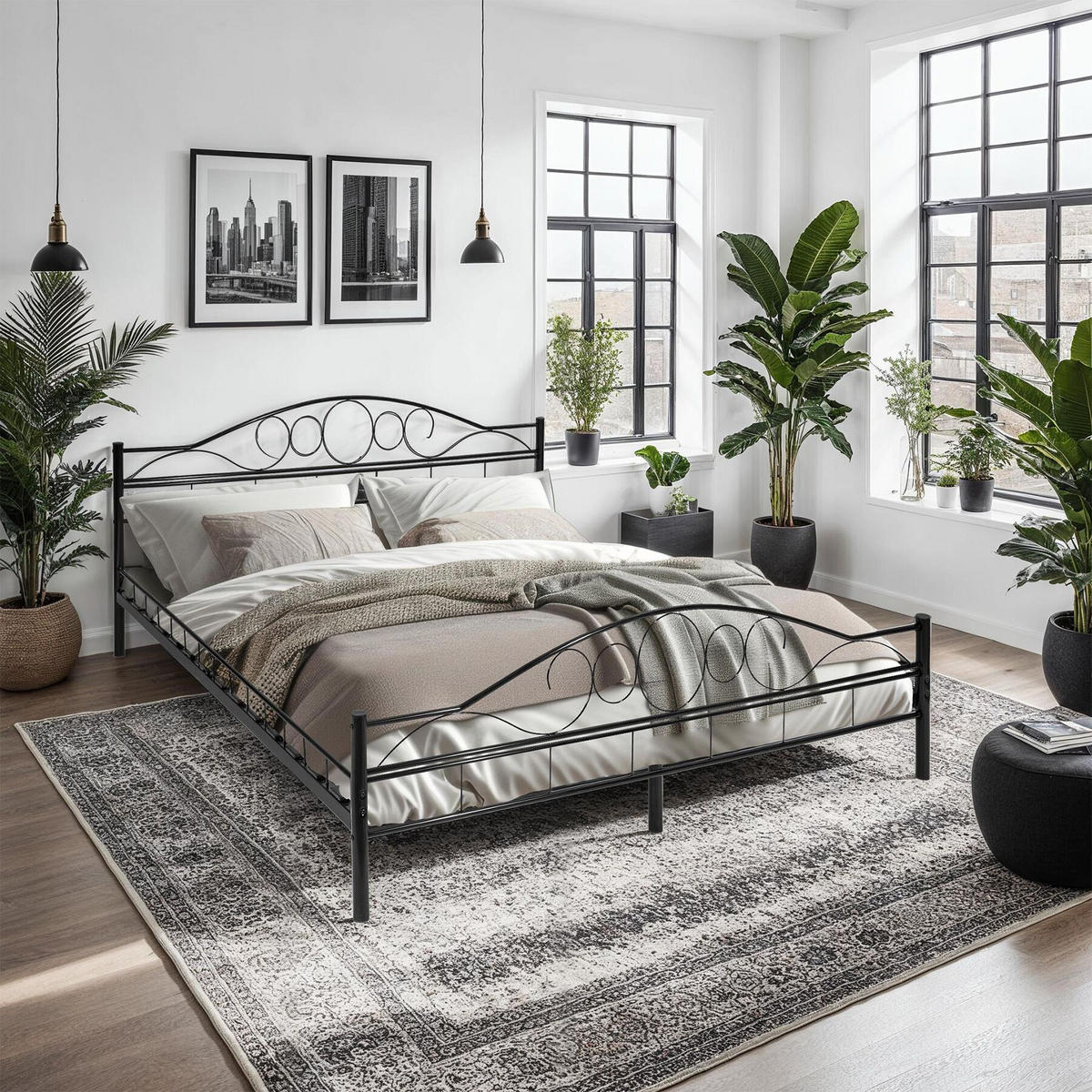 METALLBETT Sonno,180 x 200 cm,schwarz/schwarz - Schwarz, Metall - tectake
